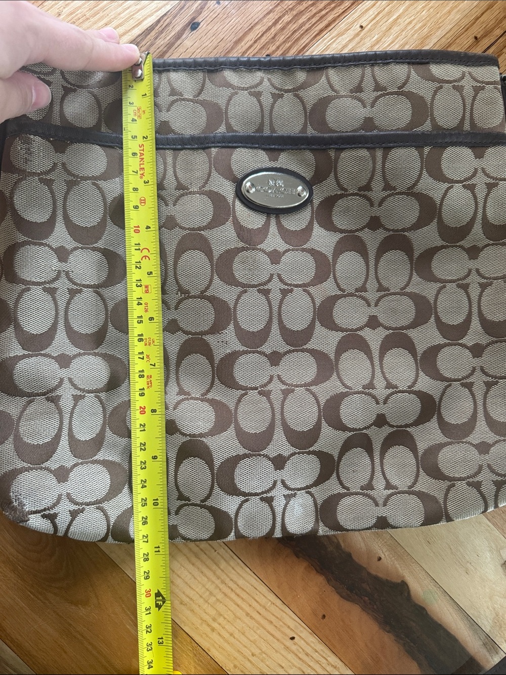 Coach Brown Signature Canvas Crossbody Bag with Dark Brown Trim - Picture 12 of 12